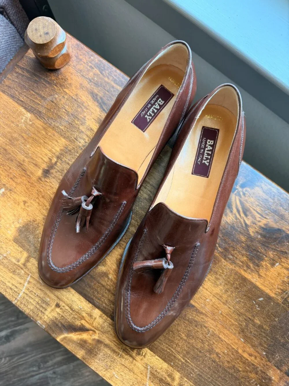 NEW Bally Hamilton Men's Brown Leather Tassel Loafers | Made in Italy | Size 11